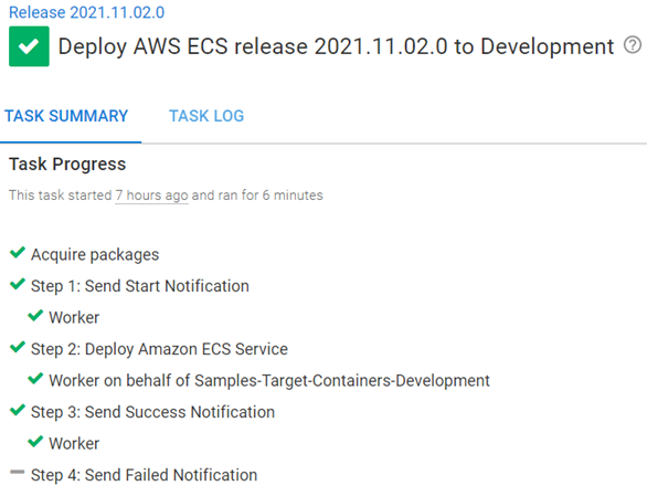 Octopus task summary with green ticks