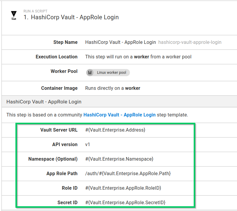 Vault AppRole login step used in a process