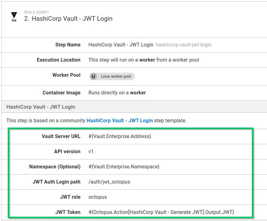 Vault JWT login step used in a process