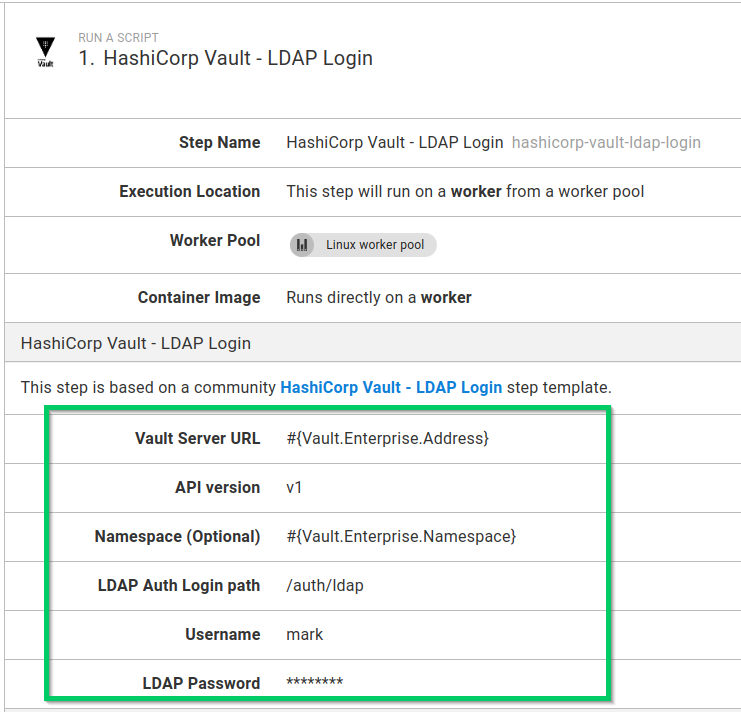 Vault LDAP login step used in a process