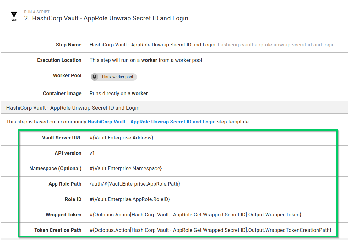 Vault Unwrap SecretID and Login step used in a process