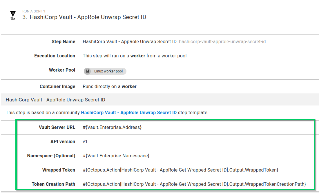 Vault Unwrap SecretID step used in a process