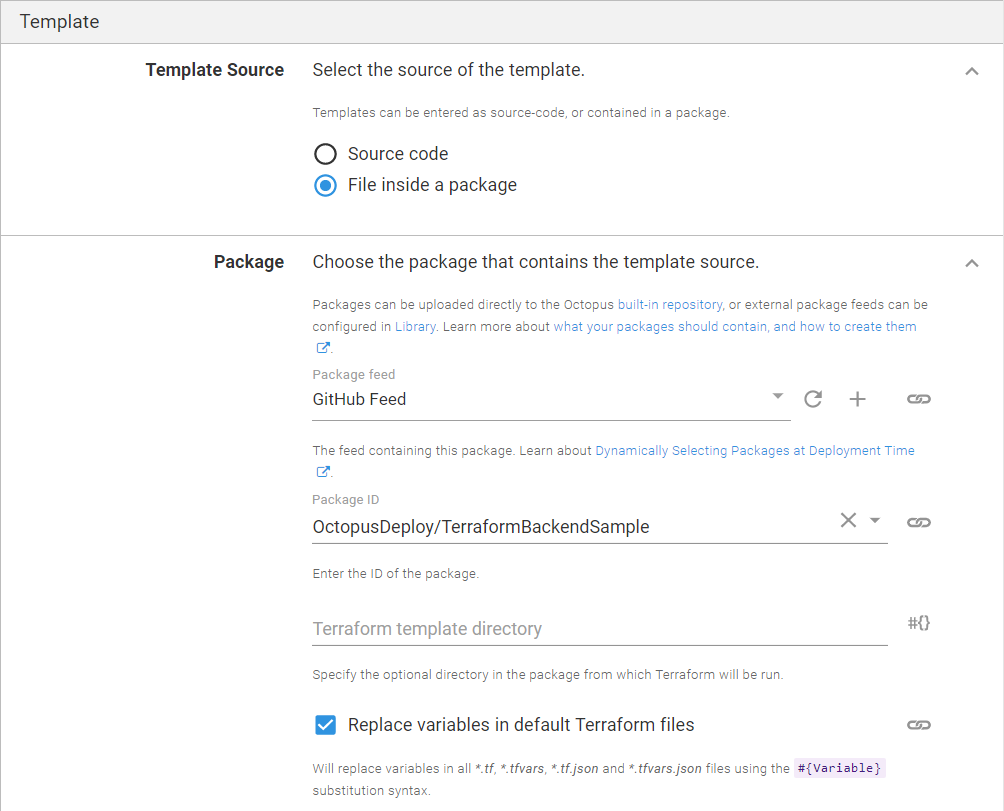 Octopus Terraform Template Options
