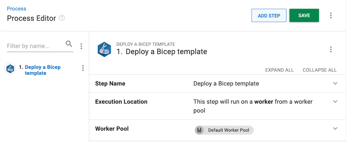 Deploy a Bicep Template process editor