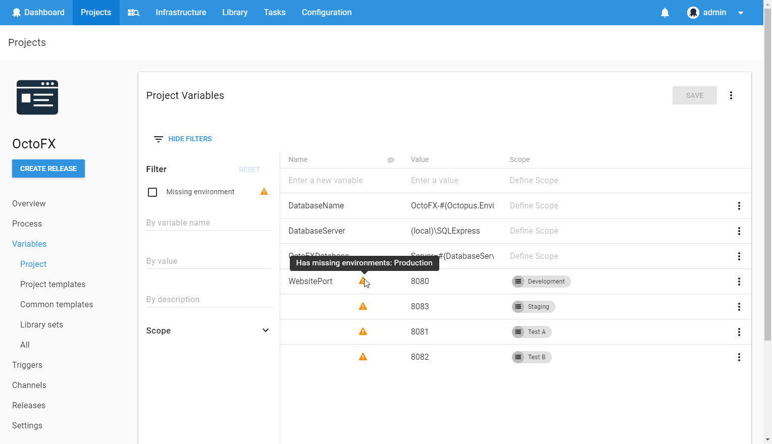 Missing scope warning
