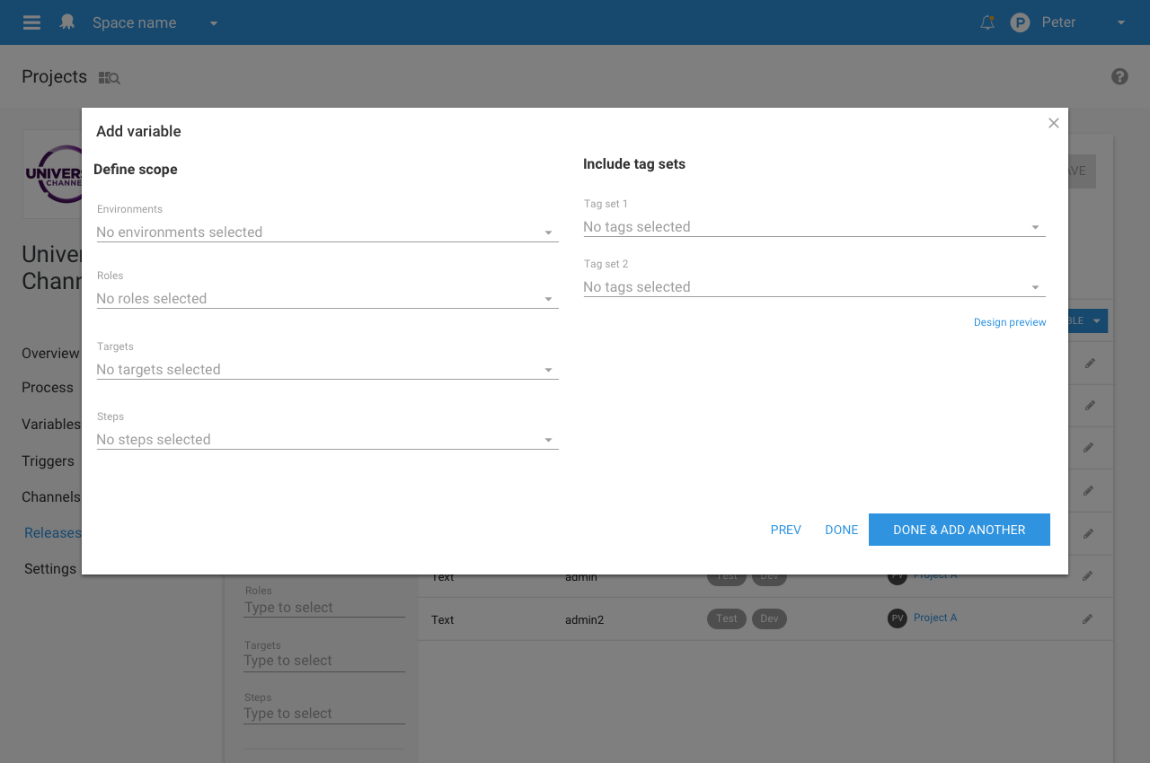 Octopus variable popup editor - define scope