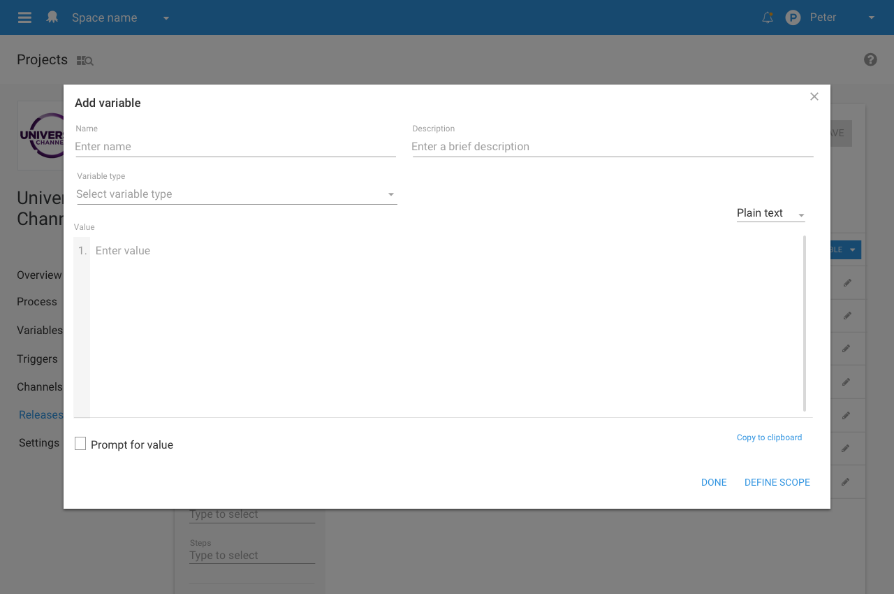 Octopus variable popup editor