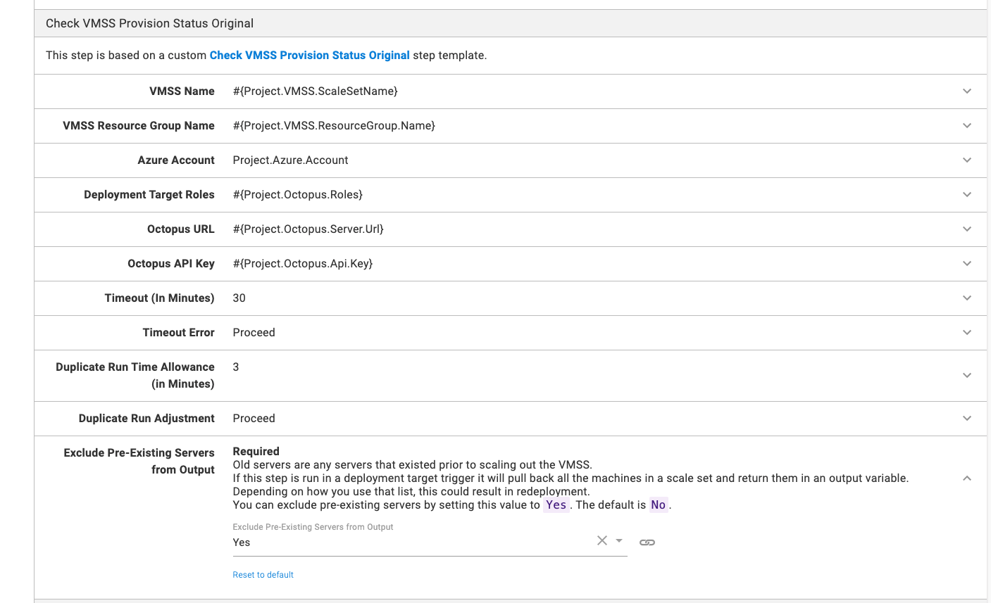 parameter excluding pre-existing machines