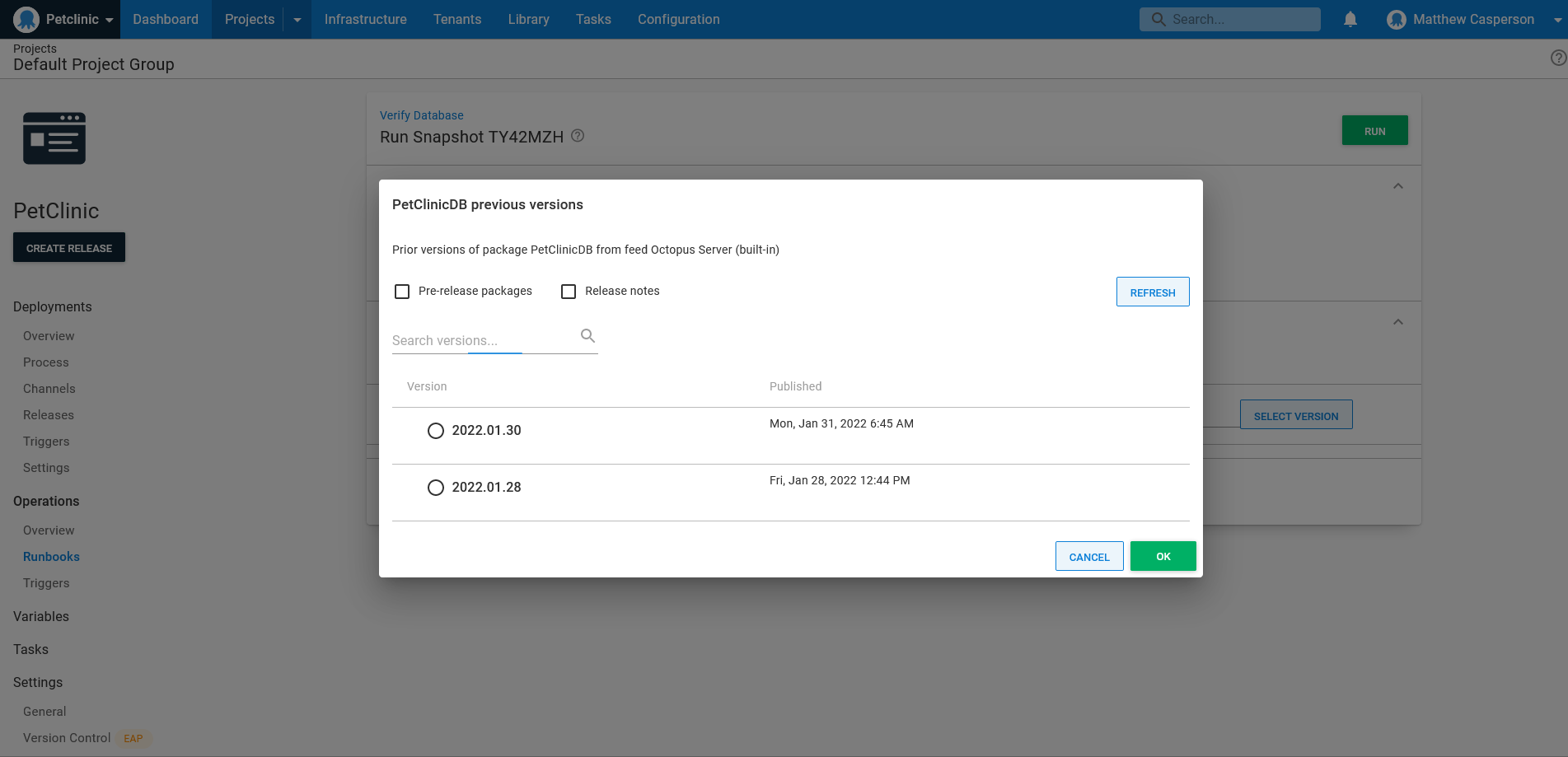 Selecting the package