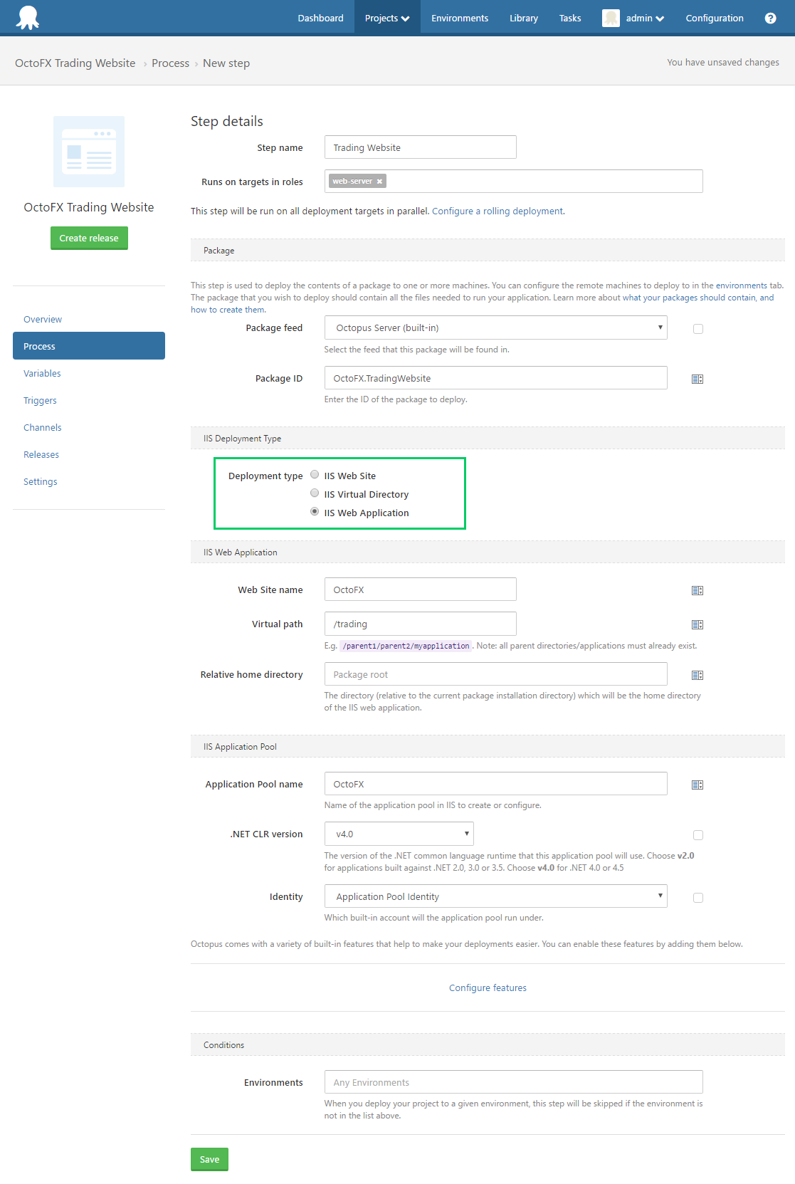 Octopus Deploy IIS Deployment UI
