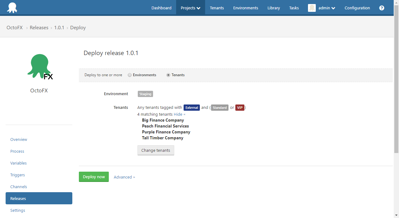 Octopus Deploy Deploy to Tenants