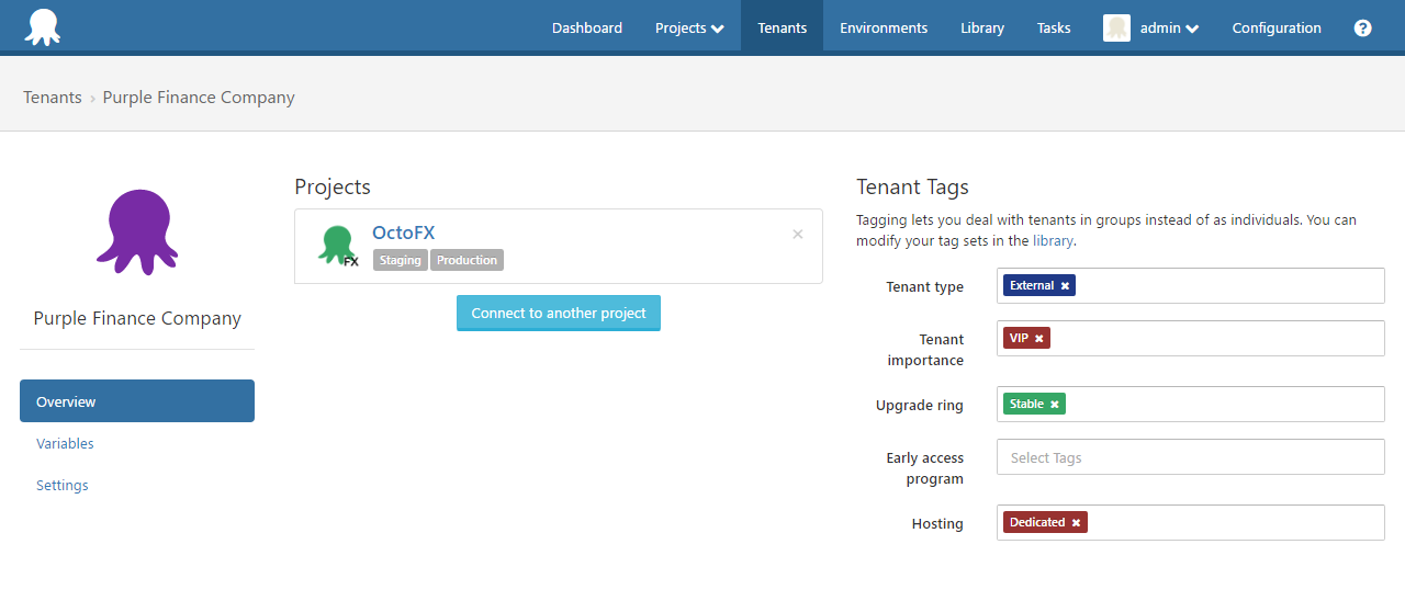 Octopus Deploy Tenant Tags UI