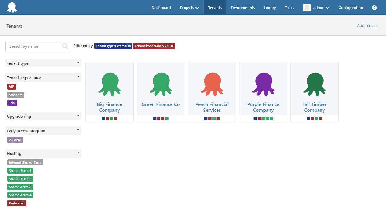 Octopus Deploy Tenants UI