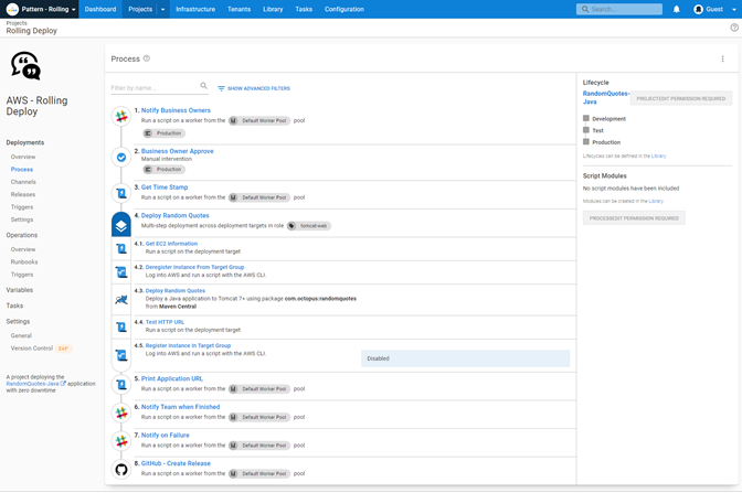 An example of an Octopus Deploy Rolling Deployment
